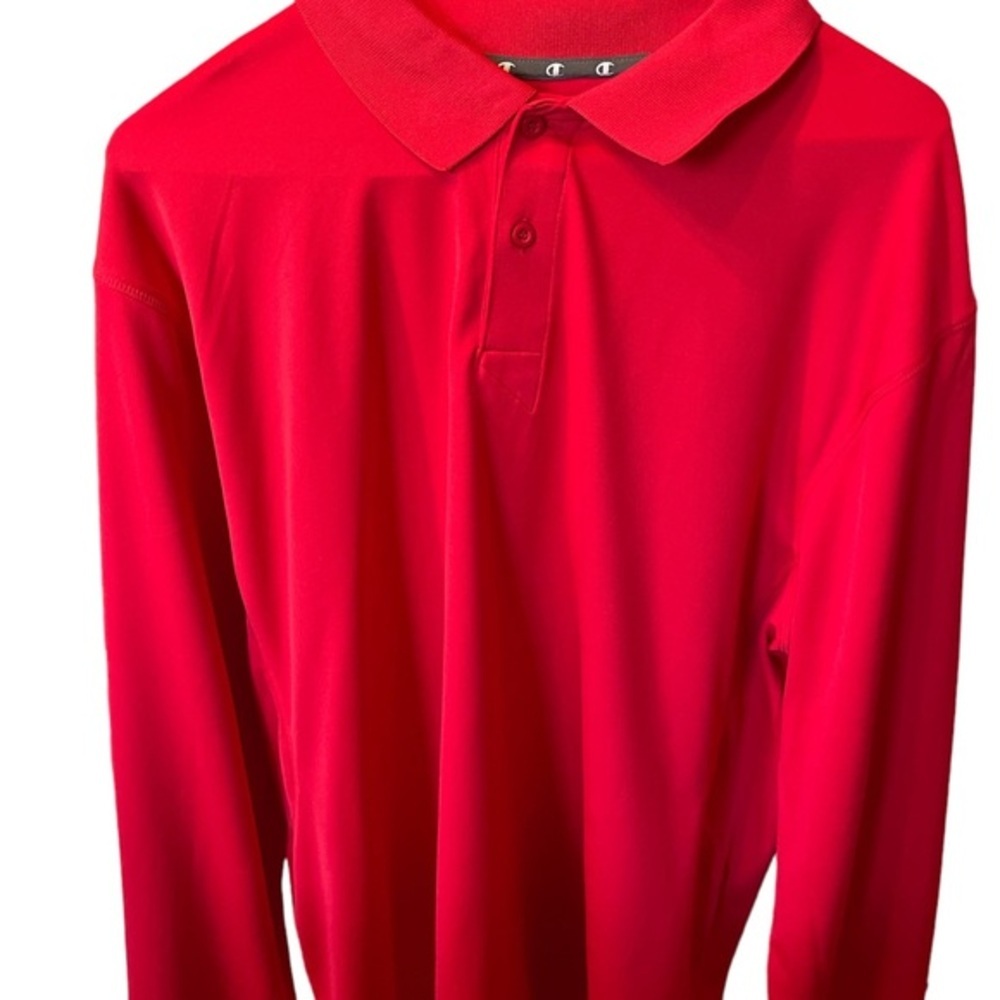 Men’s Champion Double Dry Long Sleeved Red polo shirt size large